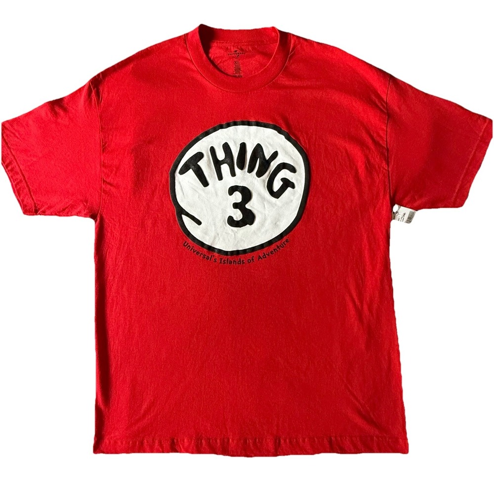 Dr. Seuss Thing 3  Red Embossed Lettering ‎ Unisex Tshirt Size XL NEW WITH TAG